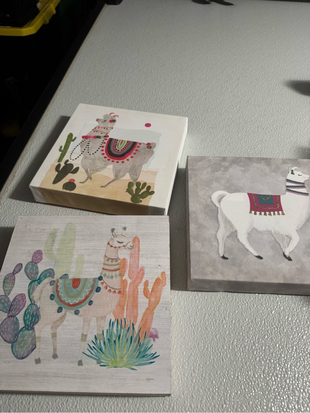 Set of 3 Llama Canvas Wall Art - Pastel Accents